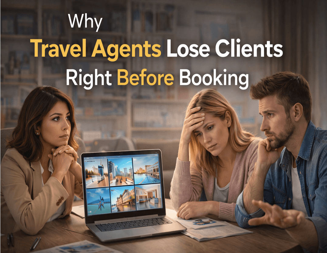 Travel agent reviewing an itinerary with a client before booking