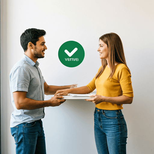 Happy couple checking into a verified vacation rental